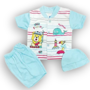 New born fishing blue suit