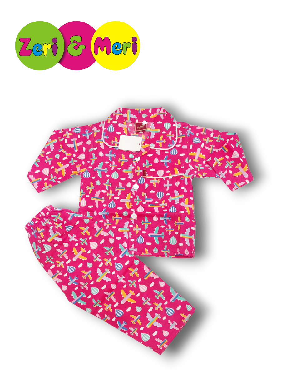 Night suit 1 to 4 years in 100% Cotton Aeroplane 4 Night suit cotton aeroplane 1 to 4y red