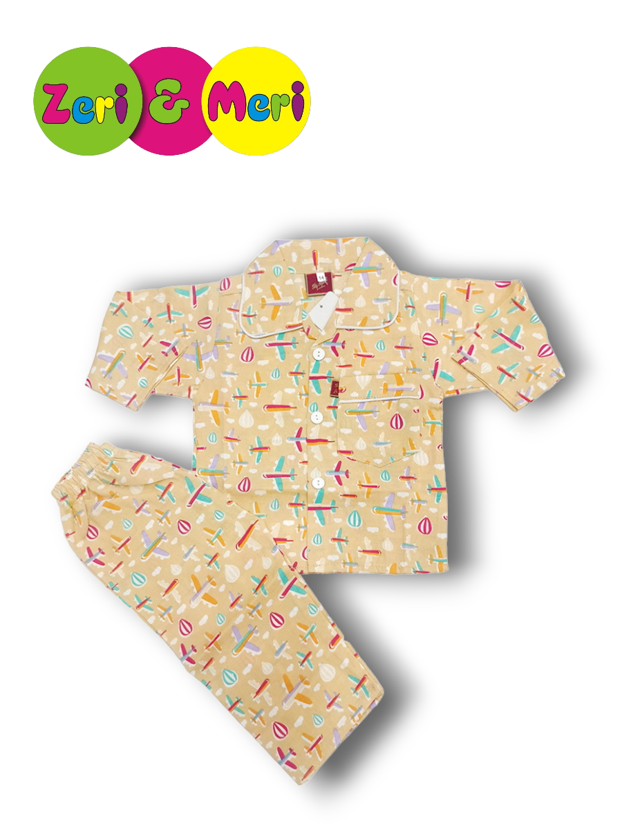 Night suit 1 to 4 years in 100% Cotton Aeroplane 1 Night suit cotton aeroplane 1 to 4y skin
