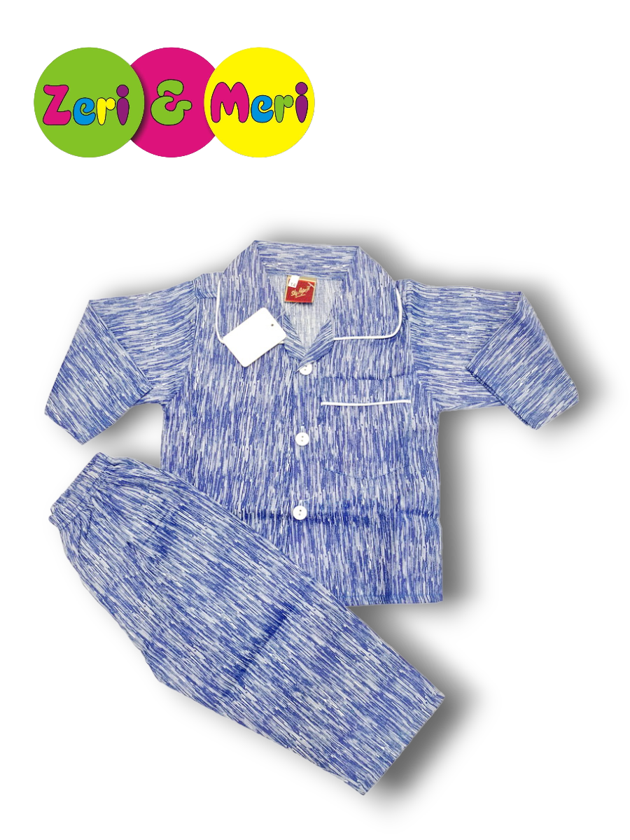 Night suit 1 to 4 years in 100% Cotton shaded 1 Night suit cotton shaded 1 to 4y blue