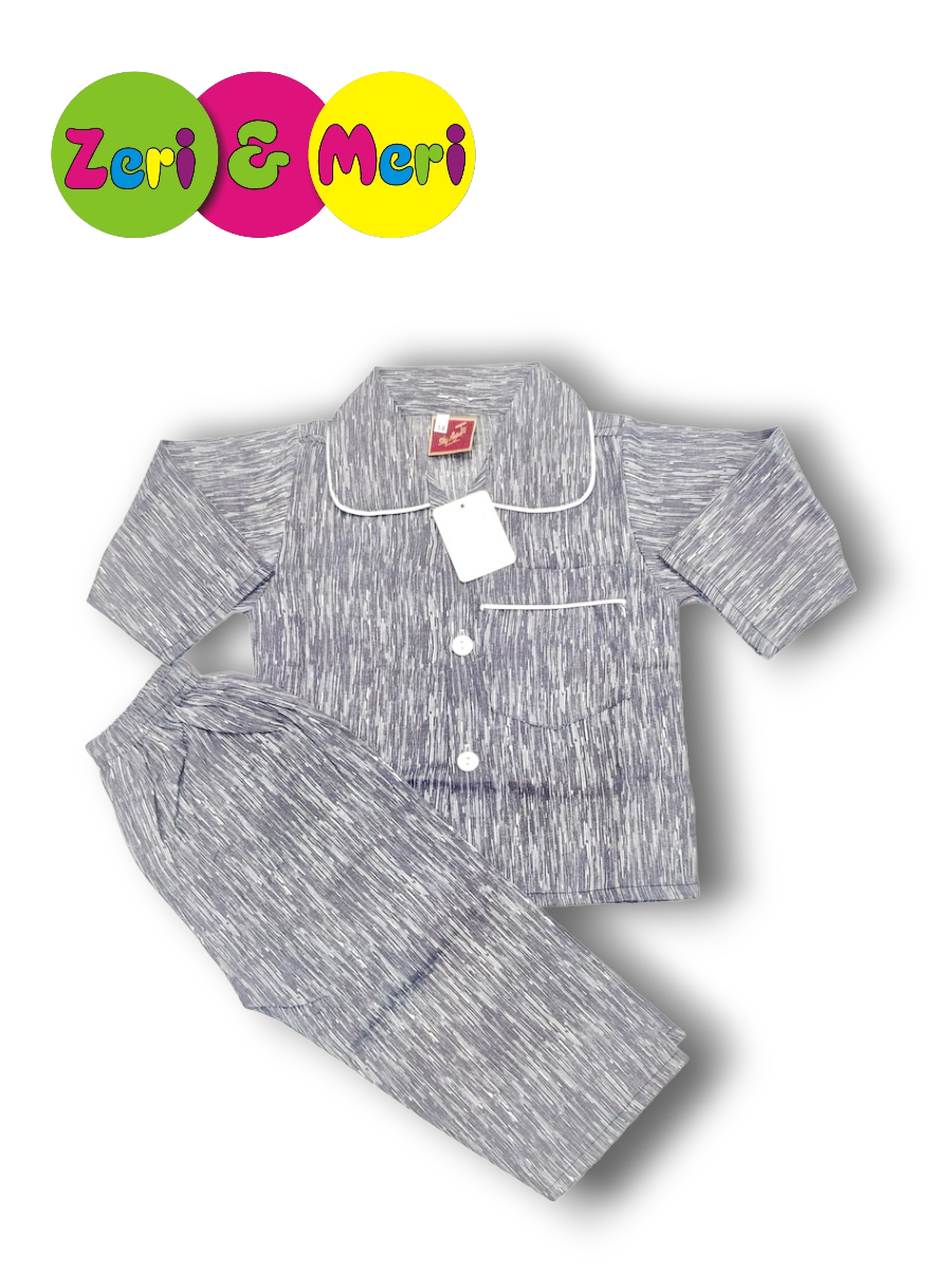Night suit 1 to 4 years in 100% Cotton shaded 2 Night suit cotton shaded 1 to 4y charcoal