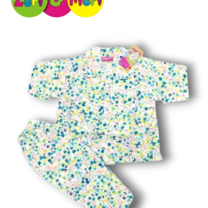 Night suit cotton small flowers 1 to 4y green