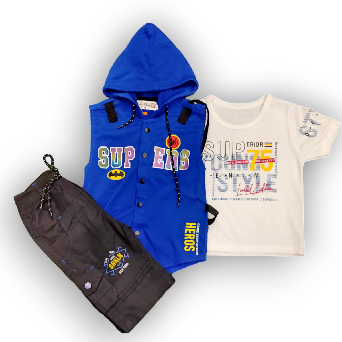 3 piece super boy suit 1 to 4y 1 3 peice super suit-blue 1 to 4y